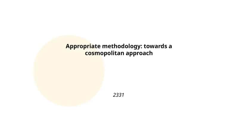 Appropriate methodology: towards a cosmopolitan approach 1