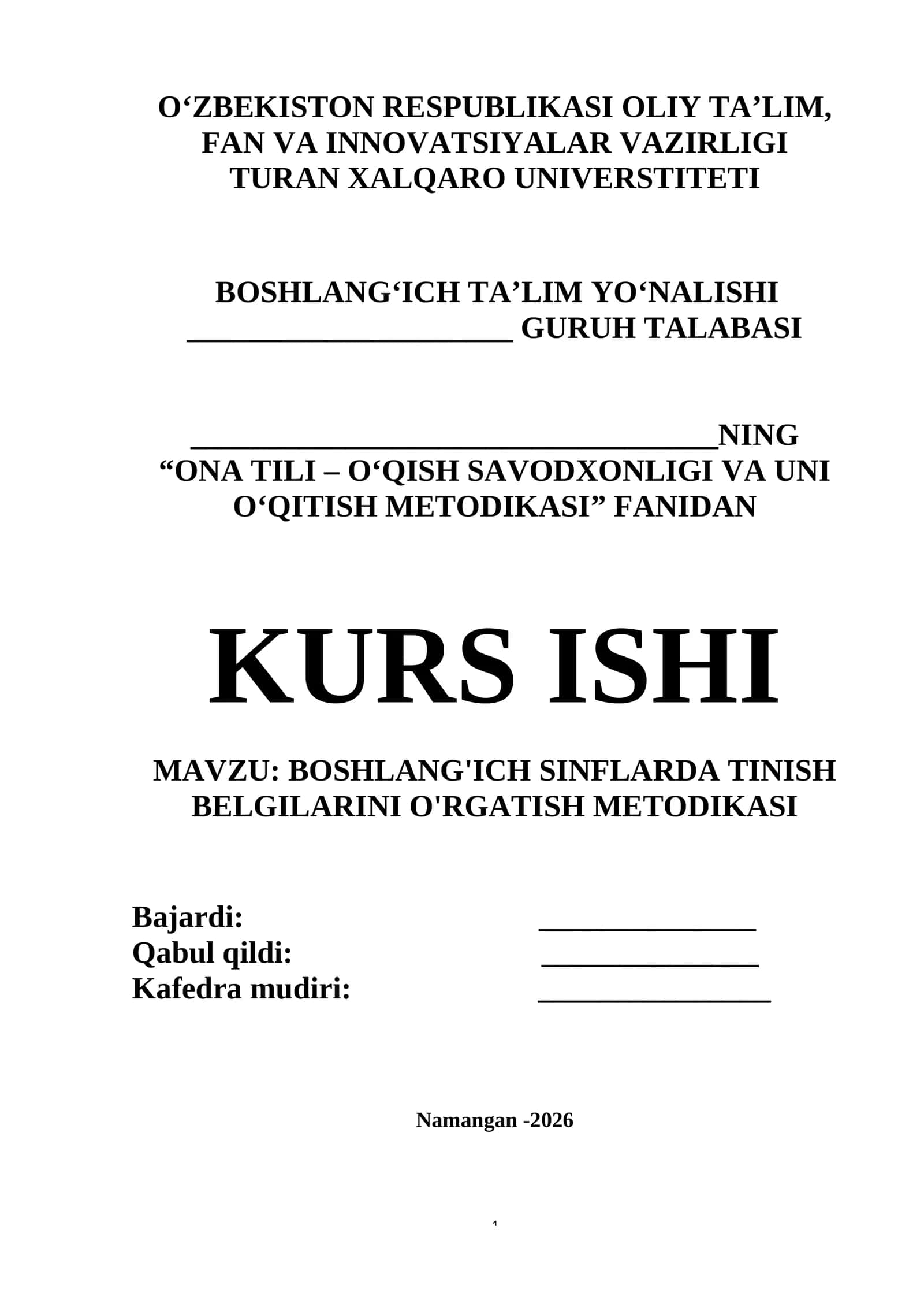 BOSHLANG'ICH SINFLARDA TINISH BELGILARINI O'RGATISH METODIKASI 1