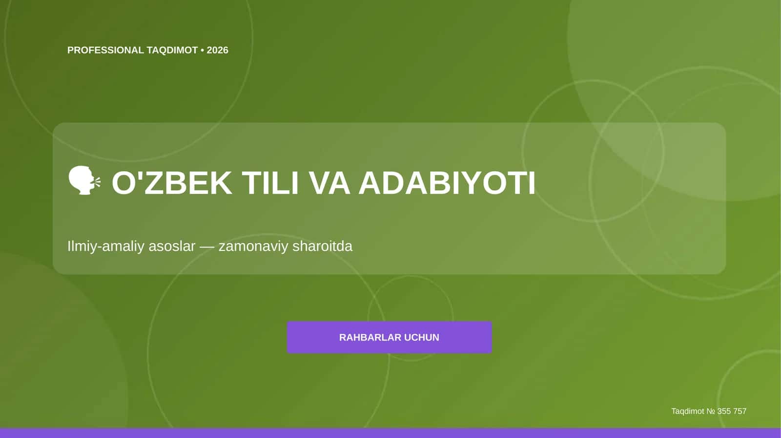 O'ZBEK TILI VA ADABIYOTI 1