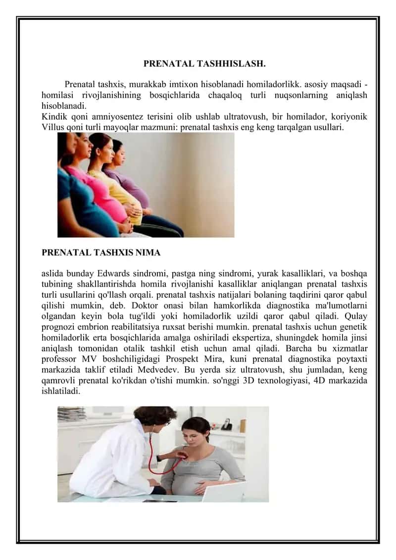 PRENATAL TASHHISLASH 1