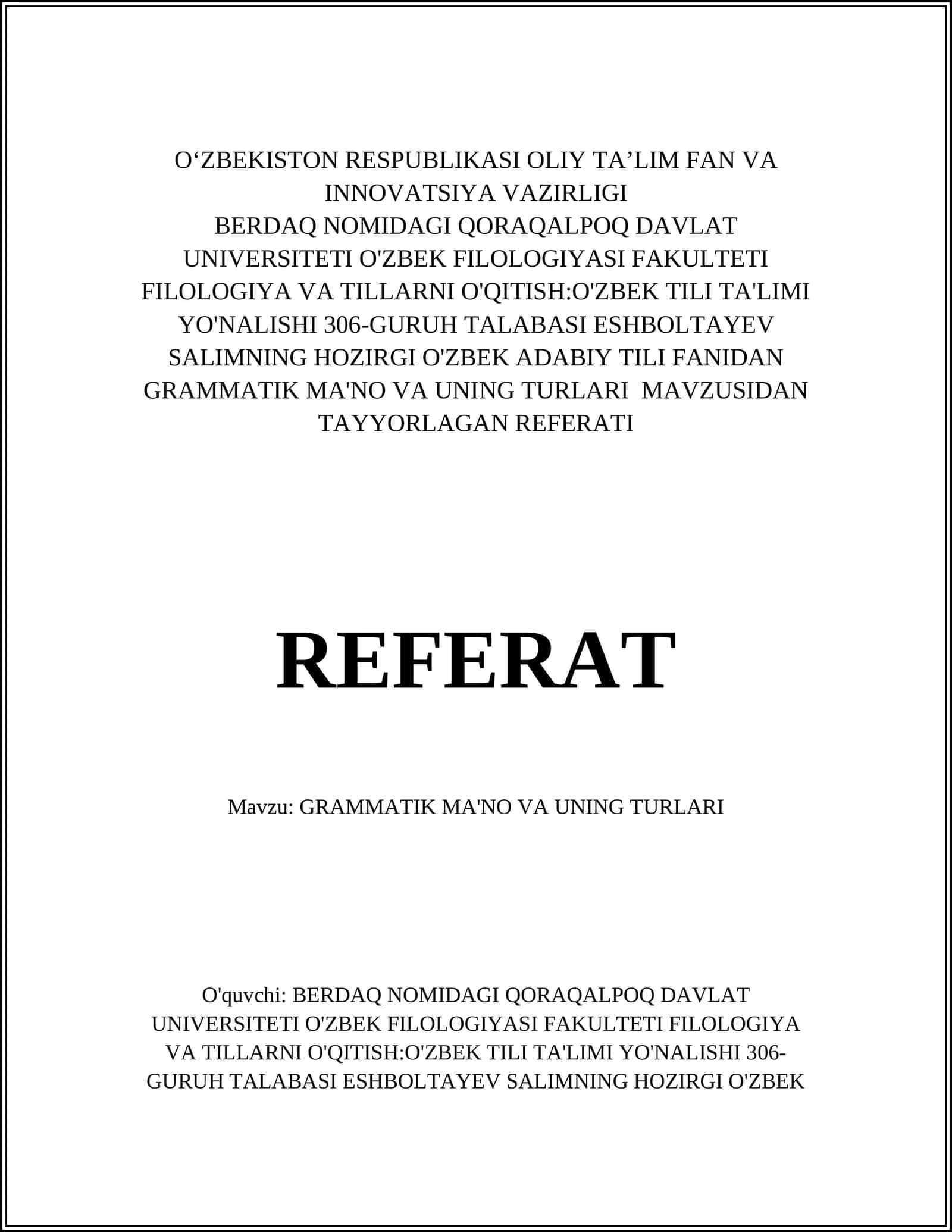 GRAMMATIK MA'NO VA UNING TURLARI 1