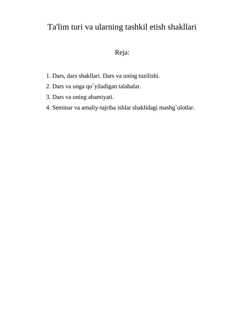 Ta'lim turi va ularning tashkil etish shakllari 1