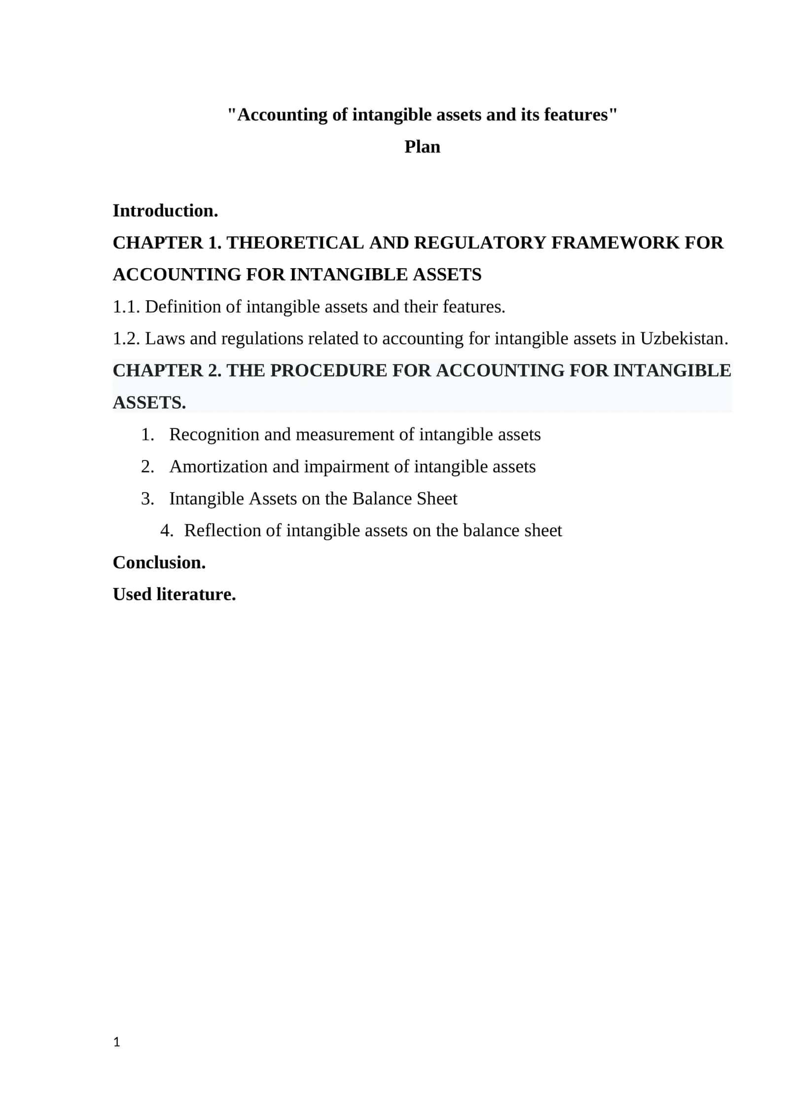 Accounting of intangible assets and its features 1