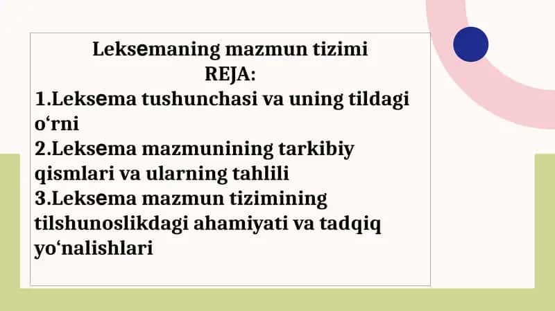 Leksеmaning mazmun tizimi 1