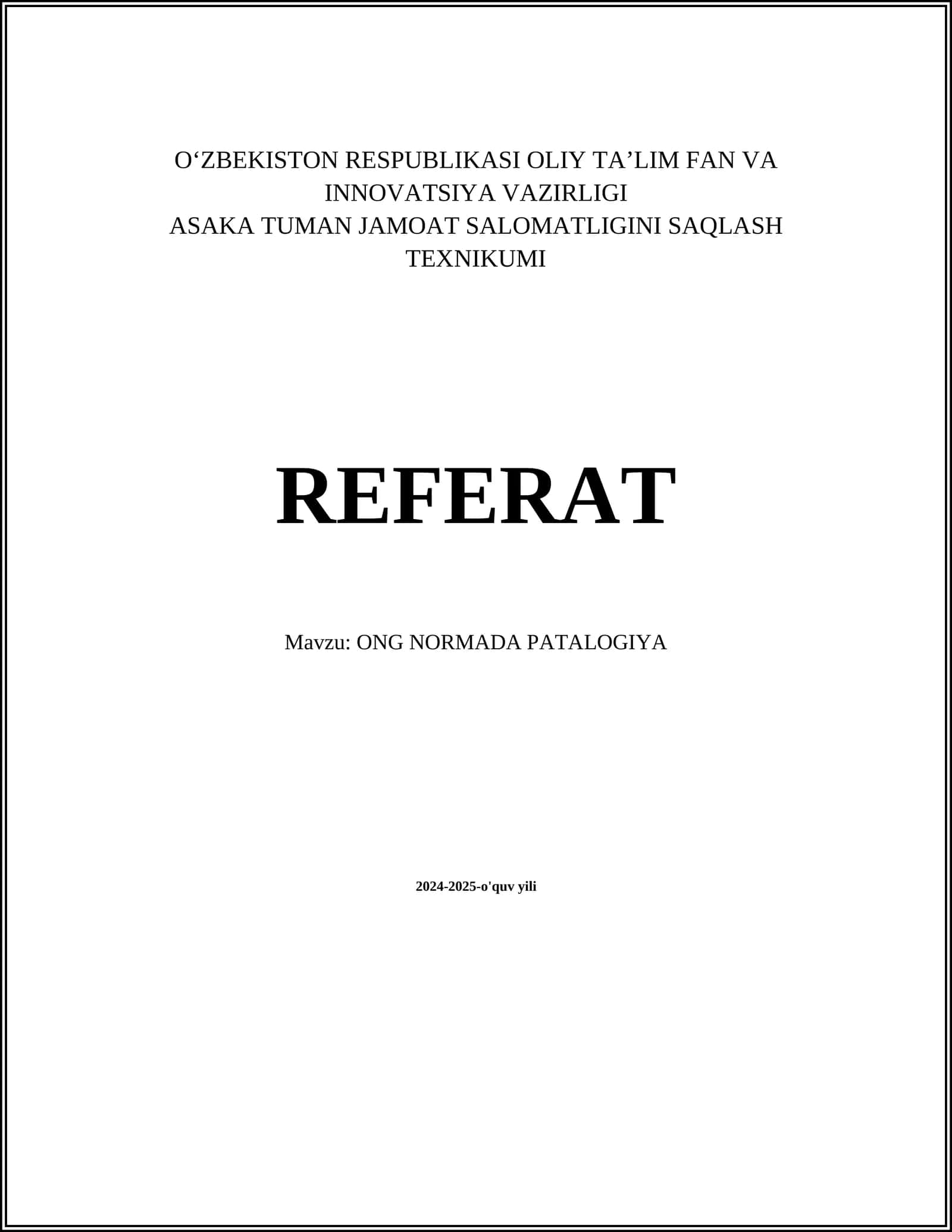 ONG NORMADA PATALOGIYA 1