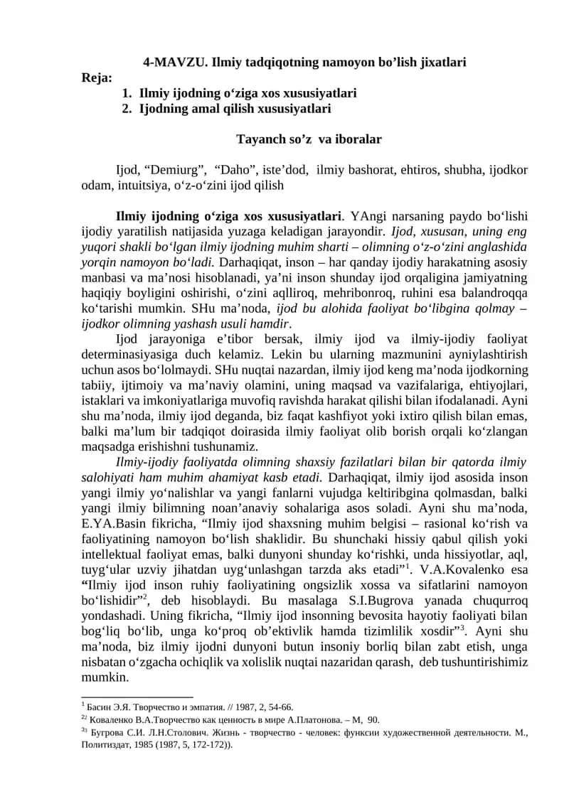 Ilmiy tadqiqotning namoyon bo’lish jixatlari 1