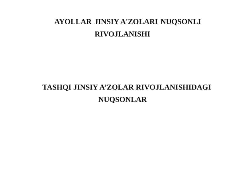 AYOLLAR JINSIYA'ZOLARI RIVOJLANISHI 1