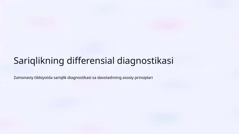 Sariqlikning differensial diagnostikasi 1