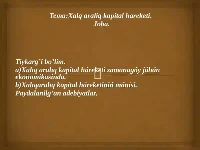 Xalqaraliq kapital hareketi