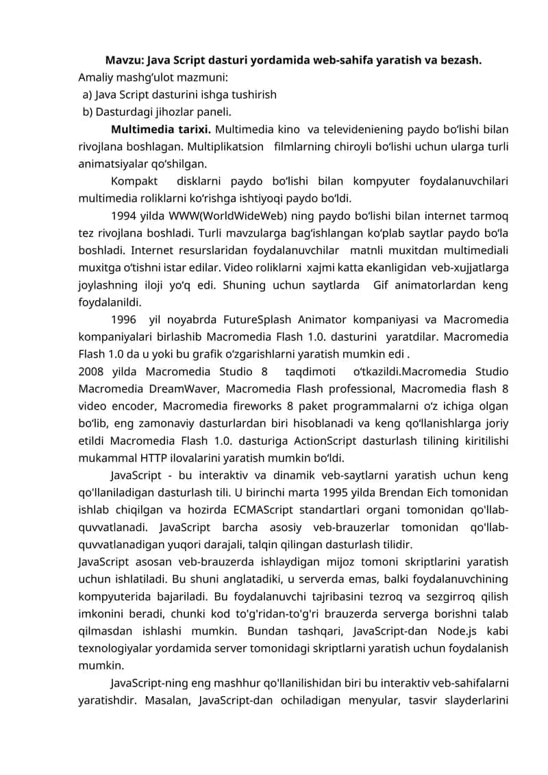 Java Script dasturi 1
