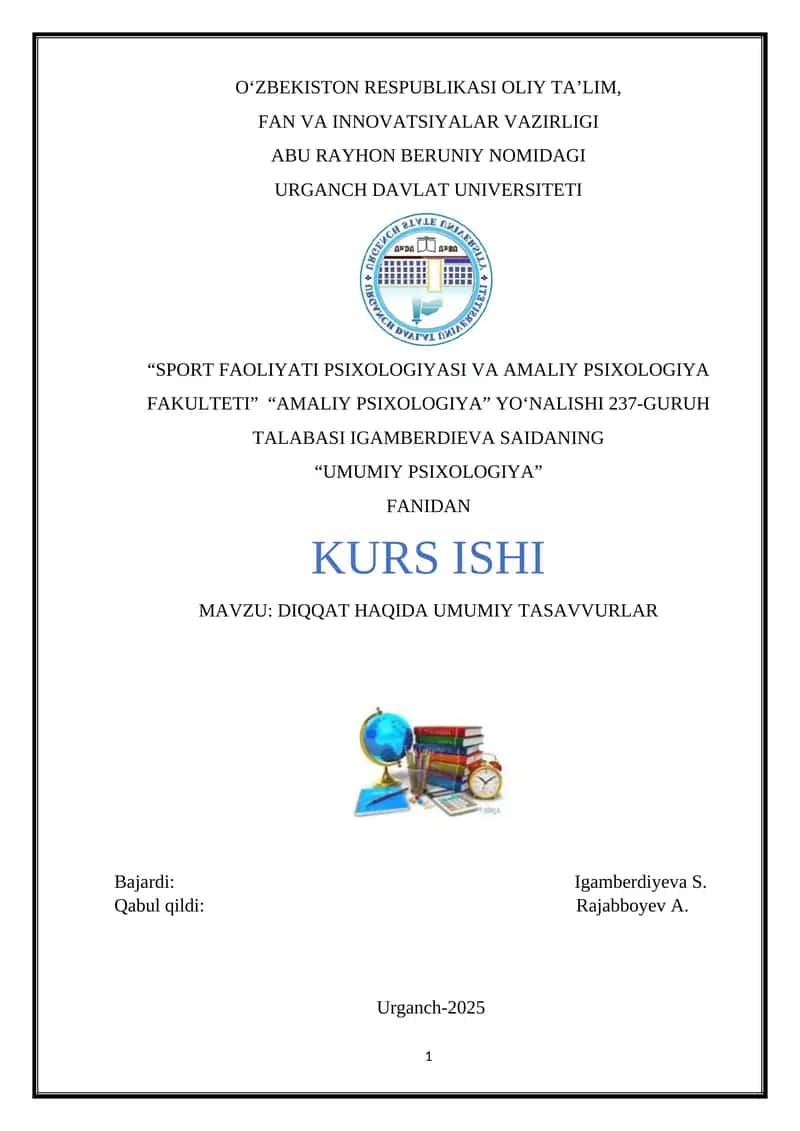 DIQQAT HAQIDA UMUMIY TASAVVURLAR 1