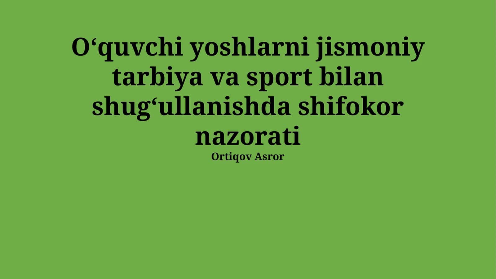 Jismoniy tarbiya va sportga tibbiy cheklovlar 1
