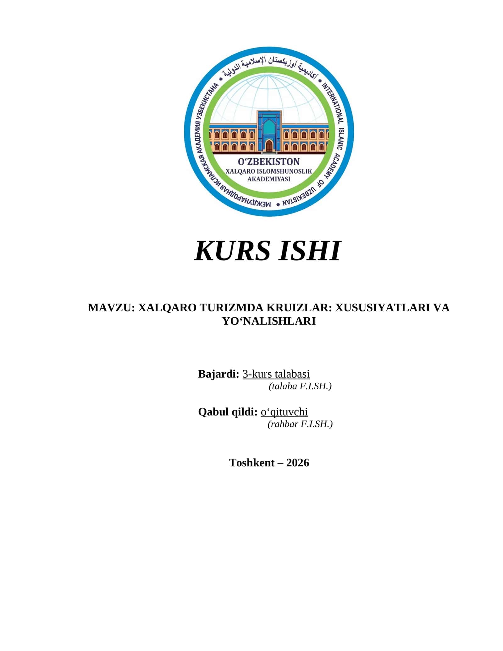 XALQARO TURIZMDA KRUIZLAR XUSUSIYATLARI VA YO‘NALISHLARI 1