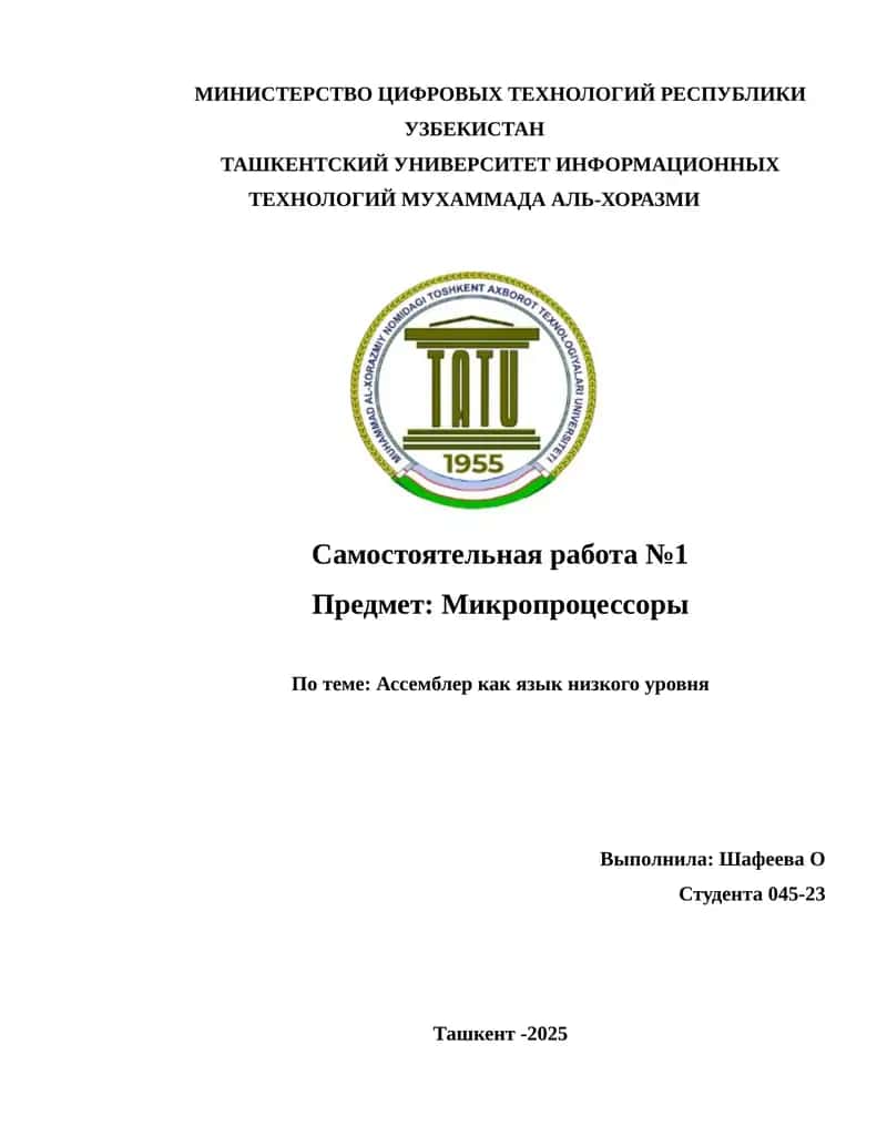 Ассемблер как язык низкого уровня 1