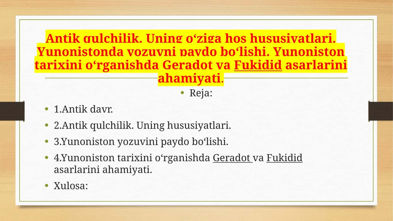 Antik qulchilik va yunoniston tarixi 1