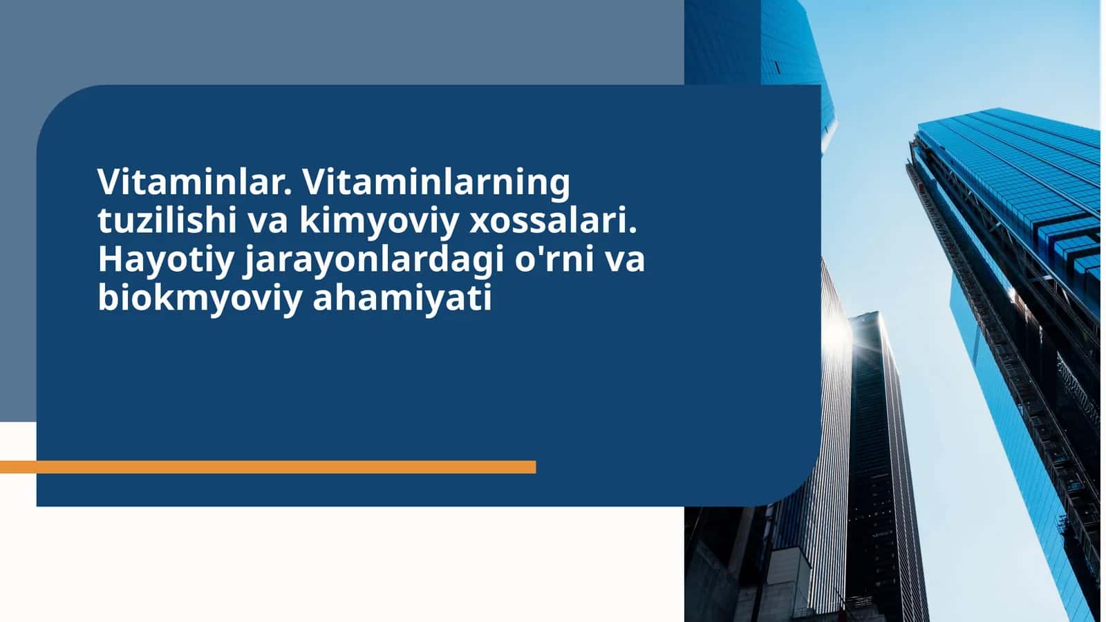 Vitaminlar. Vitaminlarning tuzilishi va kimyoviy xossalari 1