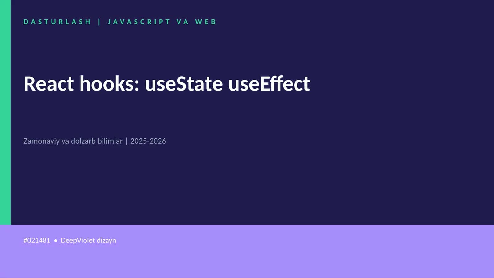 React hooks: useState useEffect 1