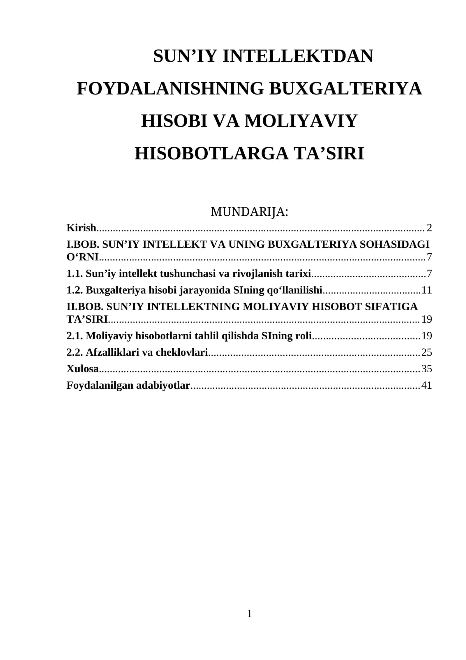 SUN’IY INTELLEKTDAN FOYDALANISHNING BUXGALTERIYA HISOBI VA MOLIYAVIY HISOBOTLARGA TA’SIRI 1