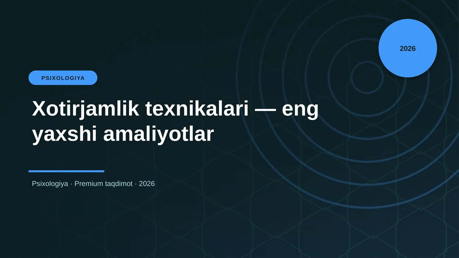 Xotirjamlik texnikalari — eng yaxshi amaliyotlar 1