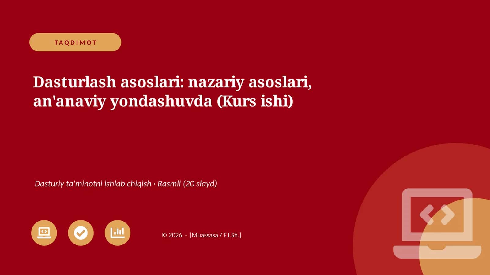 Dasturlash asoslari: nazariy asoslari, an'anaviy yondashuvda 1