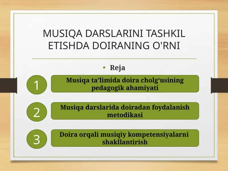 MUSIQA DARSLARINI TASHKIL ETISHDA DOIRANING O'RNI 1