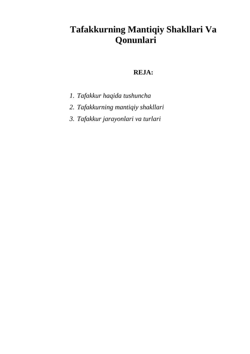 Tafakkurning Mantiqiy Shakllari Va Qonunlari 1