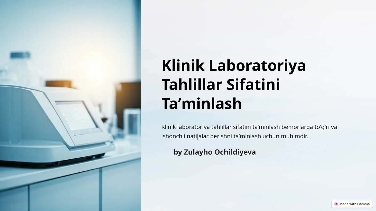 Klinik Laboratoriya Tahlillar Sifatini Taʼminlash 1