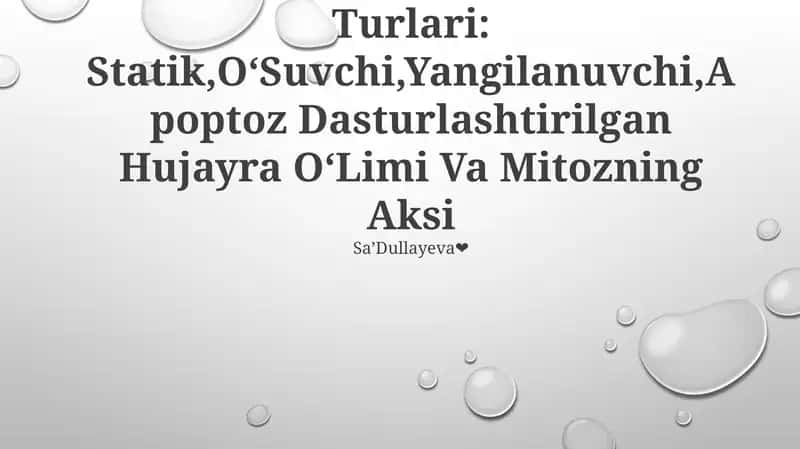 Hujayra Populyatsiyasing Turlari 1