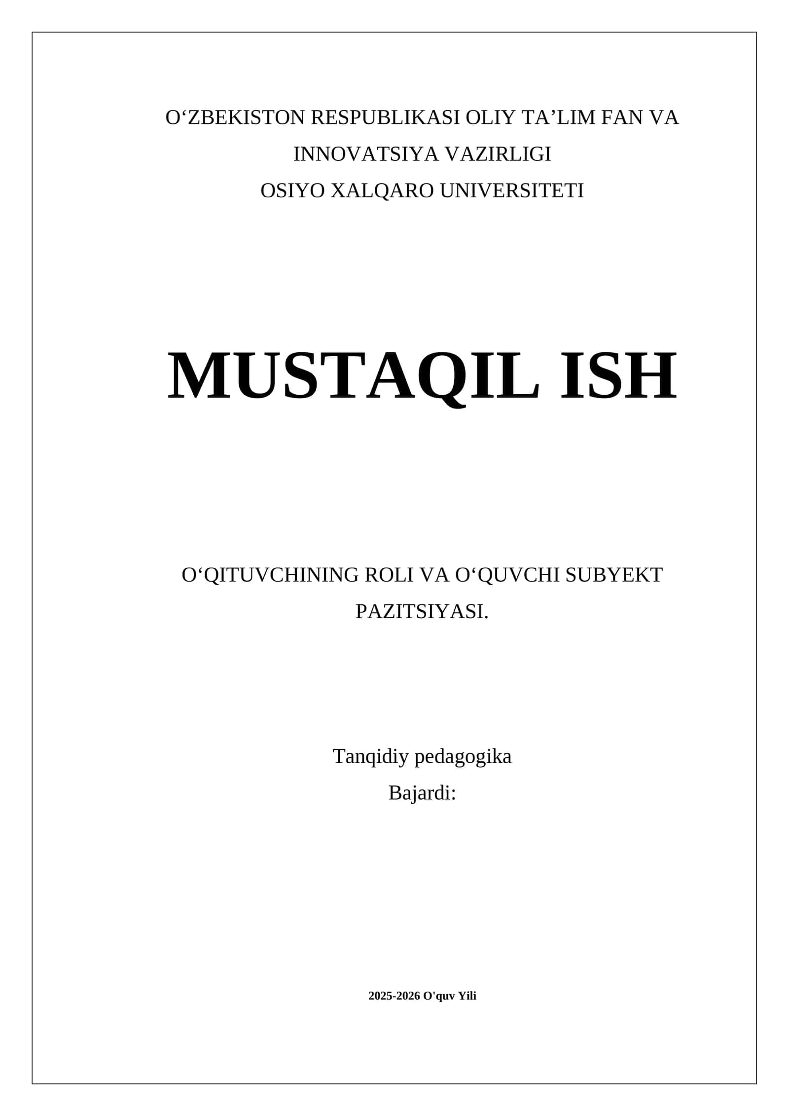 O‘QITUVCHINING ROLI VA O‘QUVCHI SUBYEKT PAZITSIYASI 1