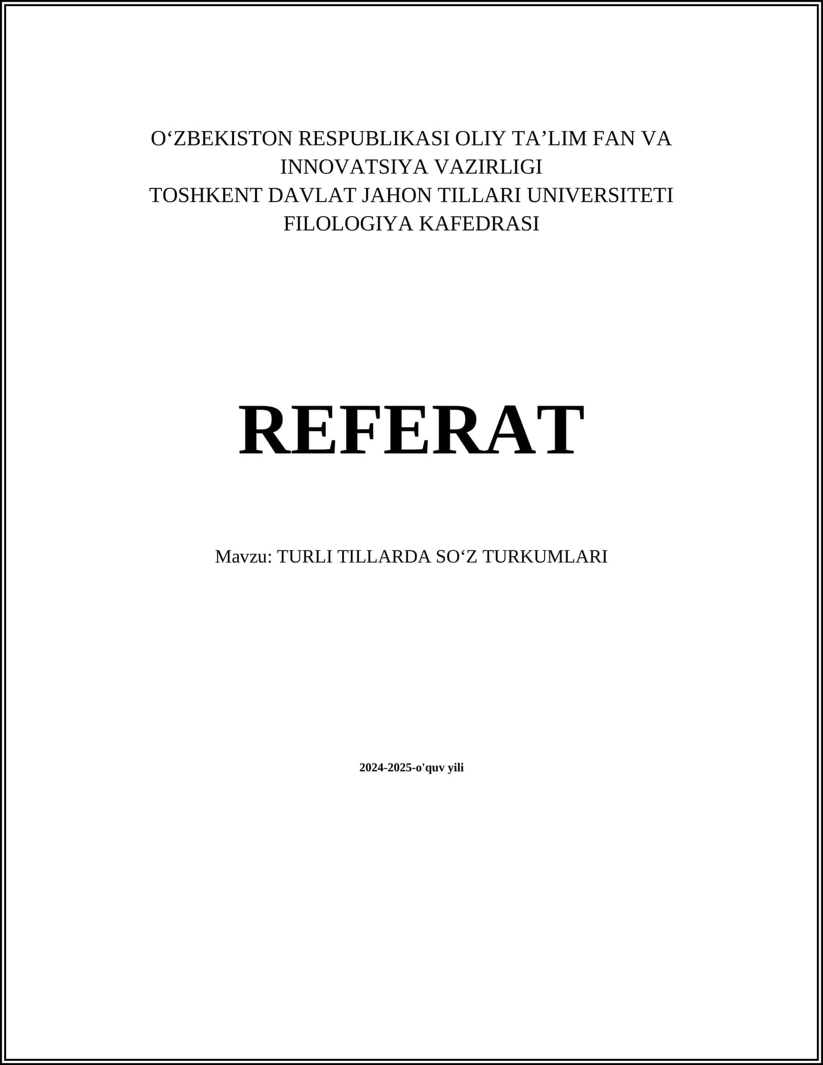 TURLI TILLARDA SOʻZ TURKUMLARI 1