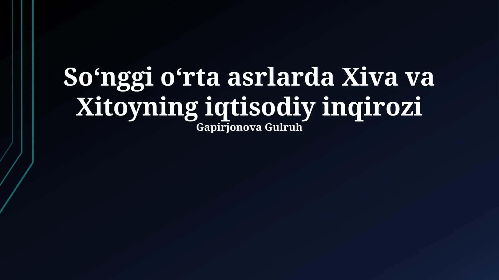 Xiva va Xitoyning iqtisodiy inqirozi 1