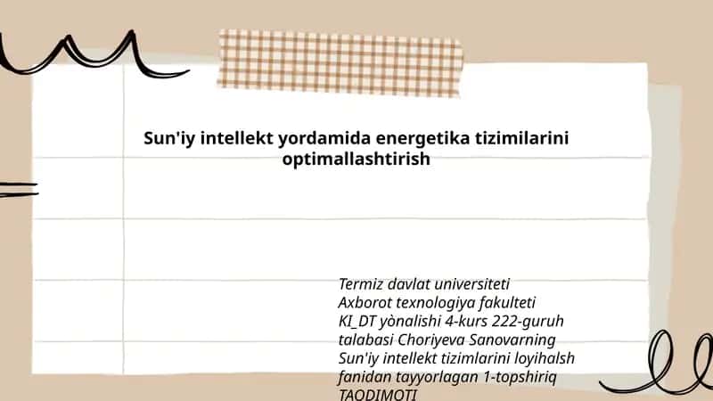 Sun'iy intellekt yordamida energetika tizimilarini optimallashtirish 1