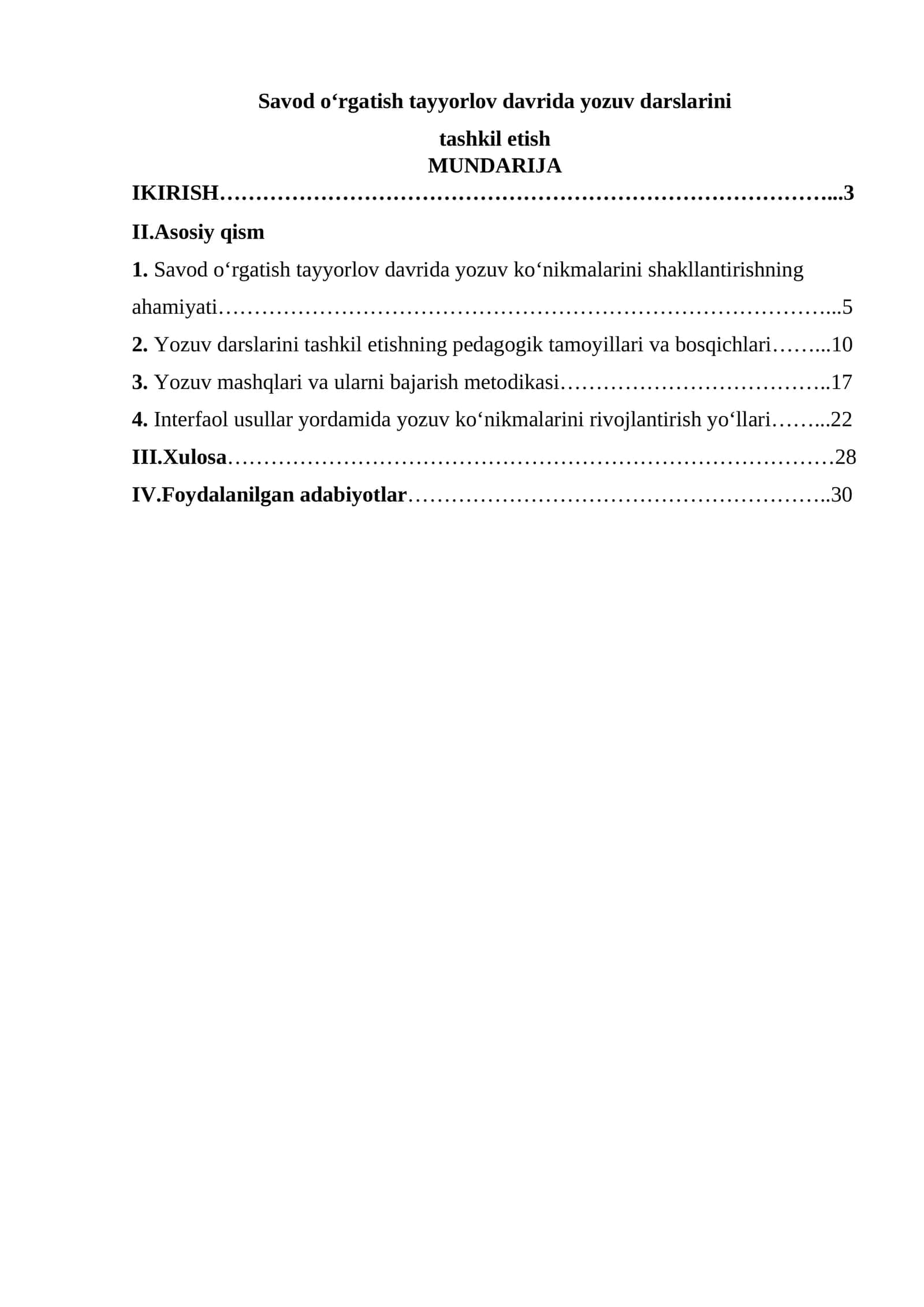Savod o‘rgatish tayyorlov davrida yozuv darslarini tashkil etish 1