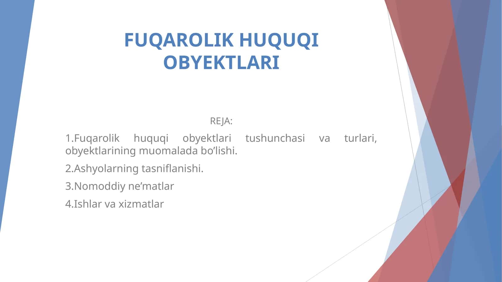 FUQAROLIK HUQUQI OBYEKTLARI 1