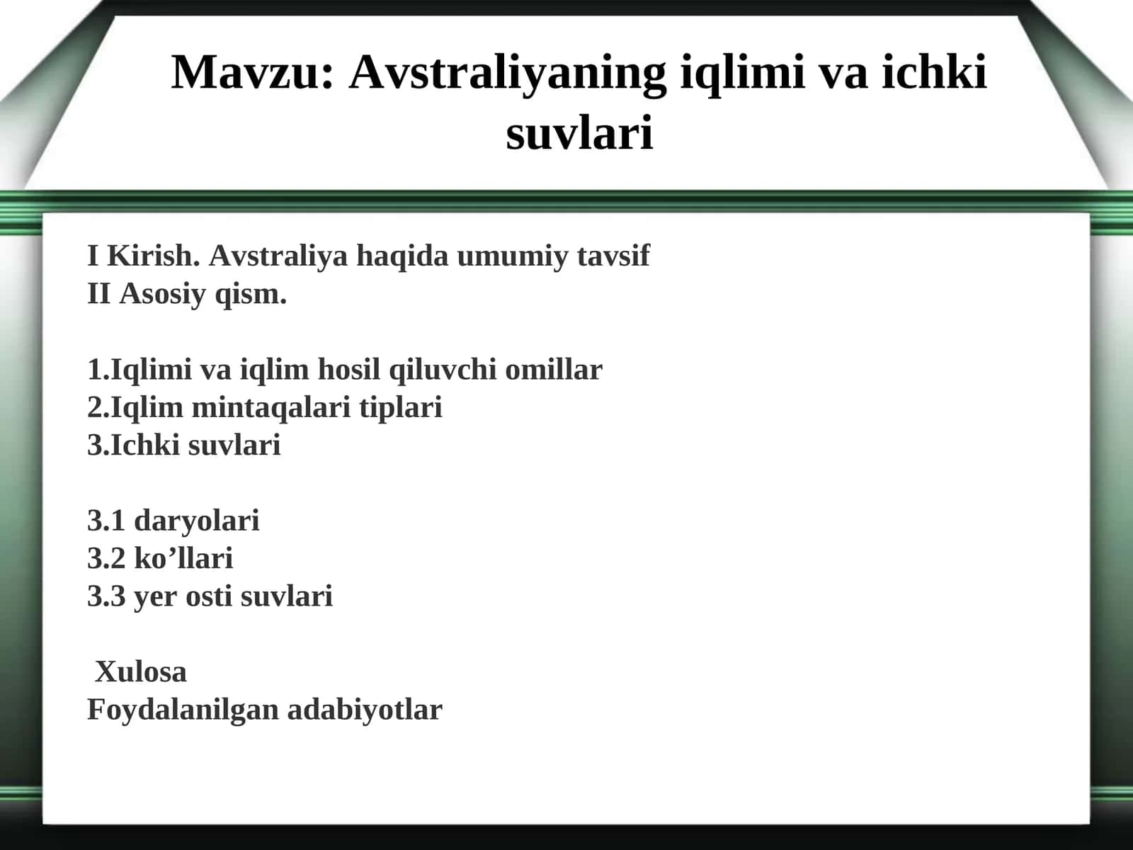 Avstraliyaning iqlimi va ichki suvlari 1