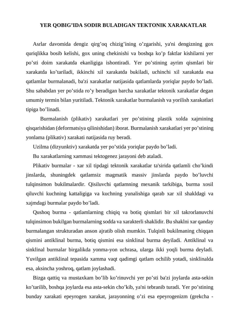 Tektonik Xarakatlar 1