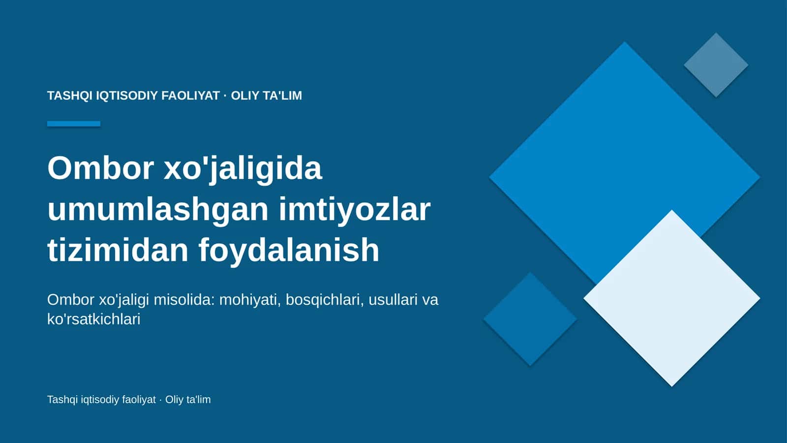ombor xo'jaligida umumlashgan imtiyozlar tizimidan foydalanish 1489 1