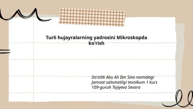 Turli hujayralarning yadrosini Mikroskopda ko'rish 1