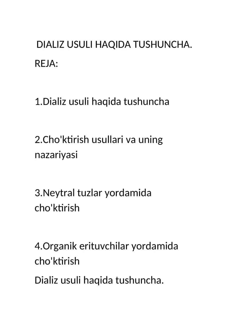 DIALIZ USULI HAQIDA TUSHUNCHA 1