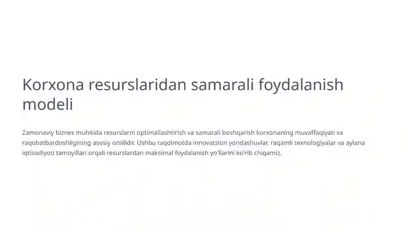 Korxona resurslaridan samarali foydalanish modeli 1