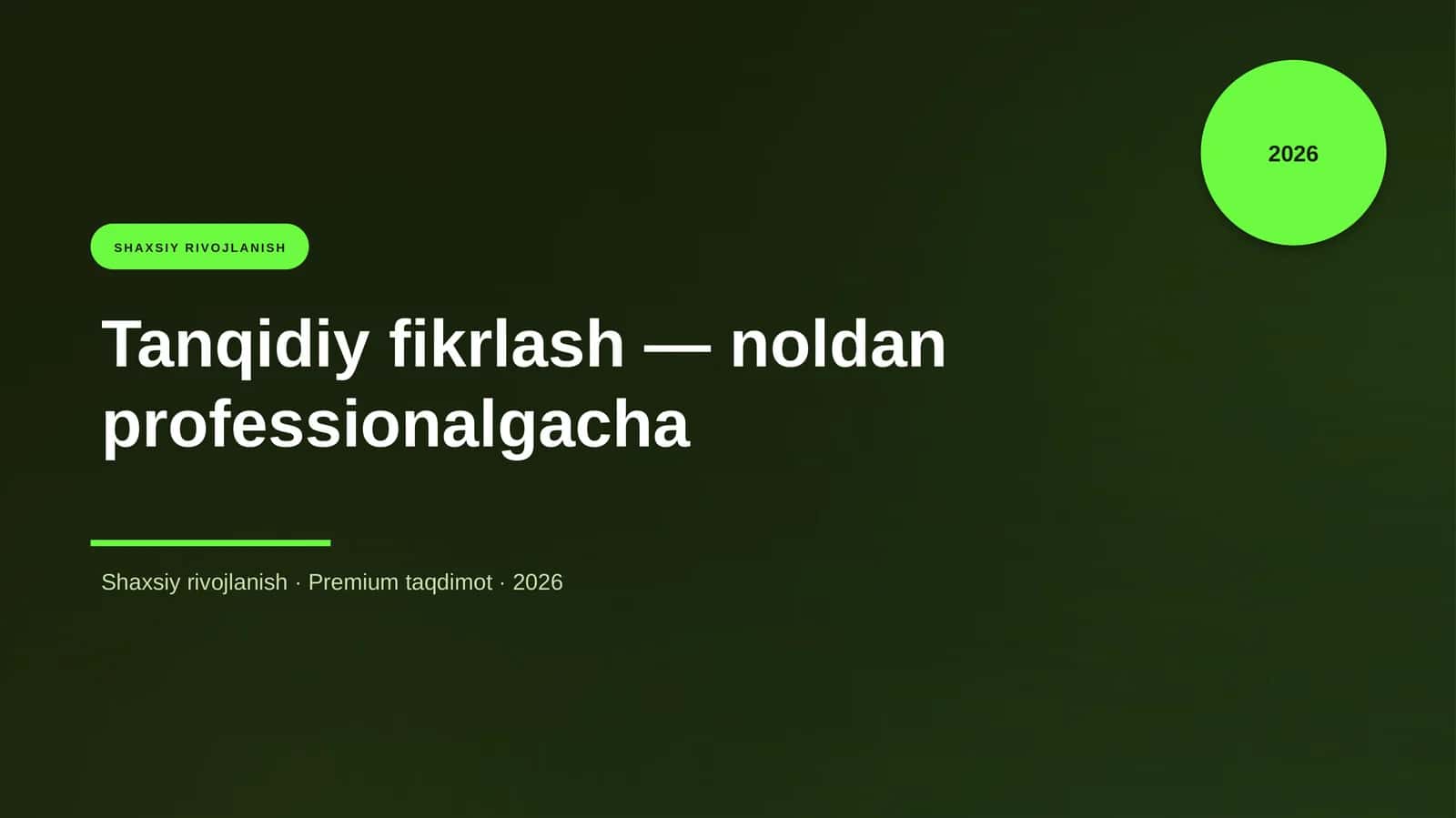 Tanqidiy fikrlash — noldan professionalgacha 1