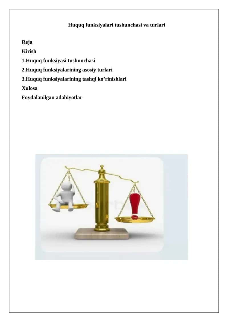 Huquq funksiyalari tushunchasi va turlari 1