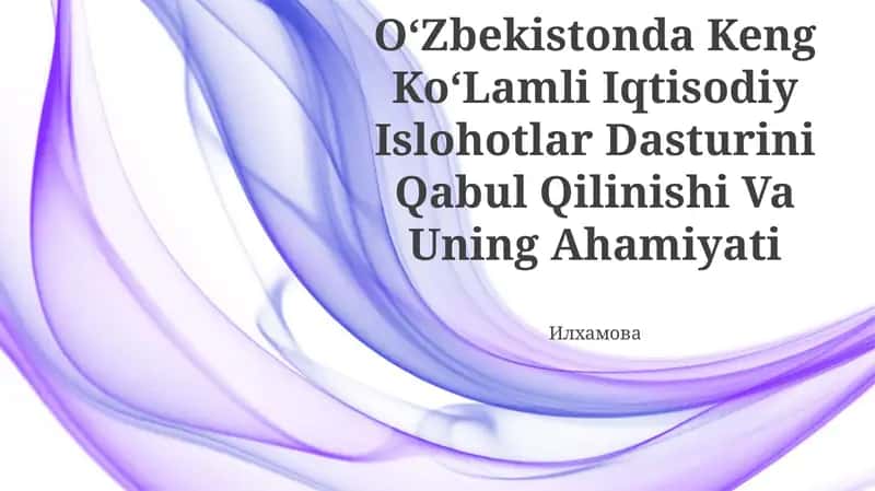 O‘Zbekistonda Keng Ko‘Lamli Iqtisodiy Islohotlar Dasturi 1