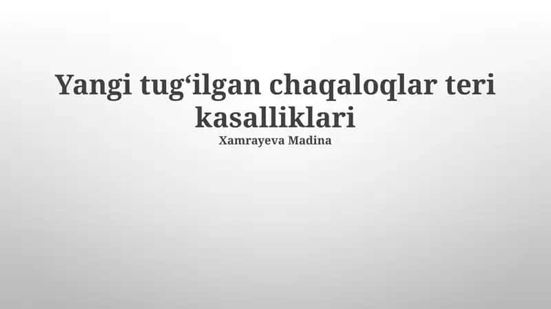 Yangi tug'ilgan chaqaloqlarda teri kasalliklari 1