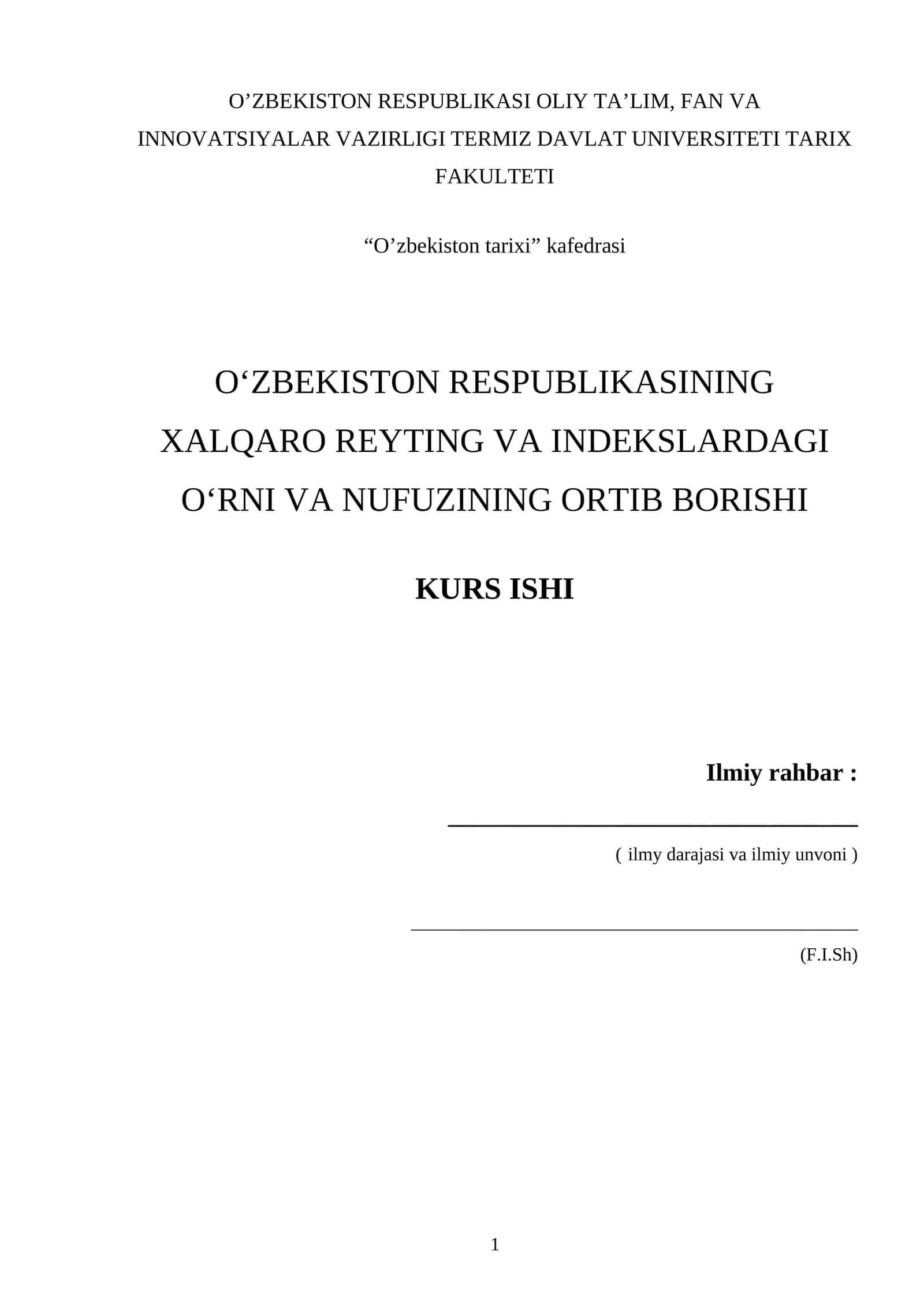 O'zbekiston Respublikasining Xalqaro Reyting va Indekslardagi O'rni va Nufuzining Ortib Borishi 1