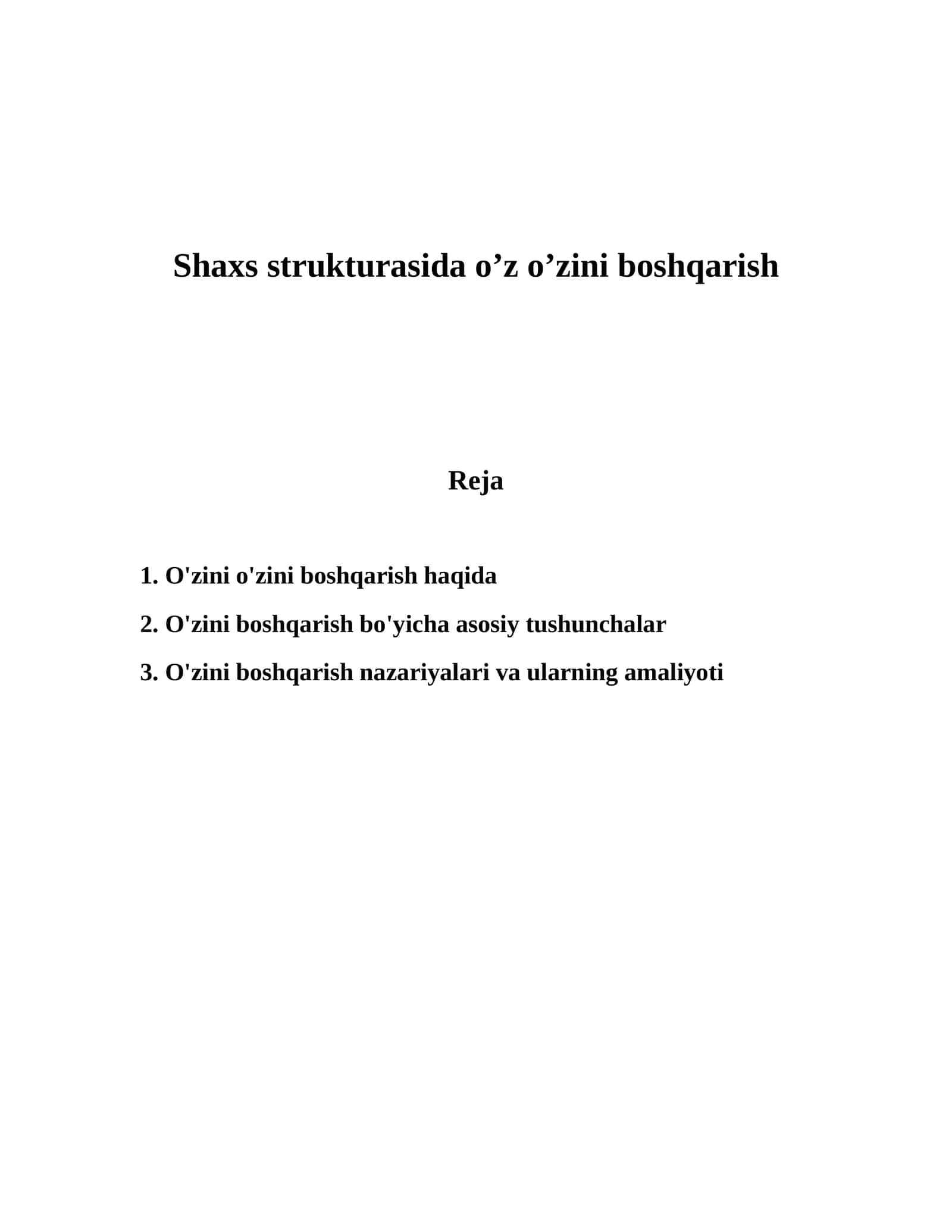O'zini o'zini boshqarish 1