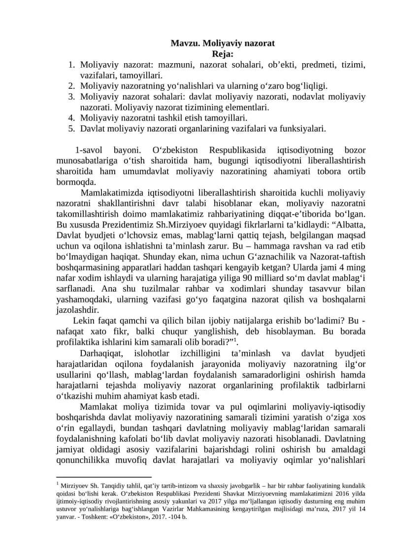 Moliyaviy nazorat 1
