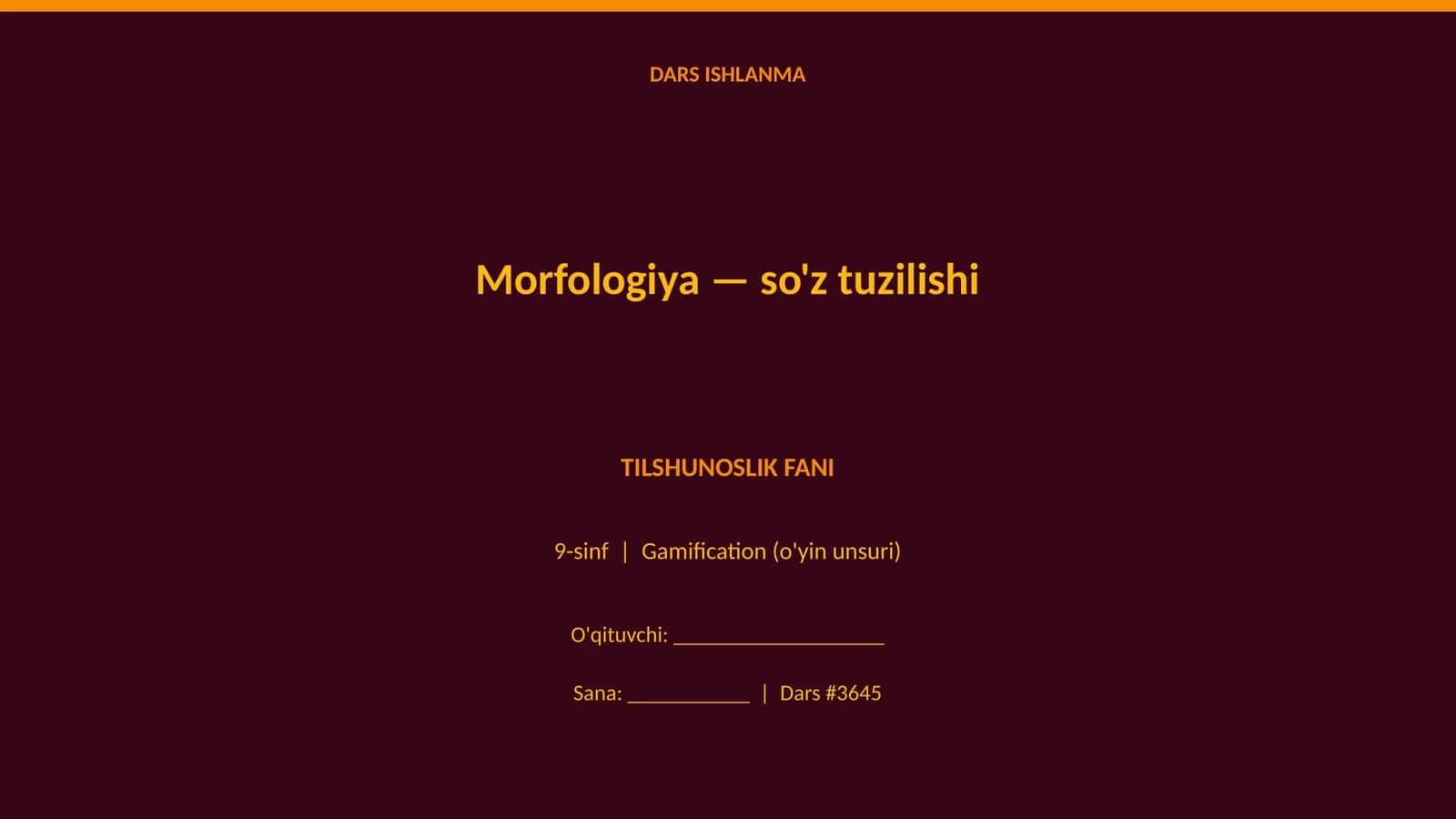 Morfologiya — so'z tuzilishi 1
