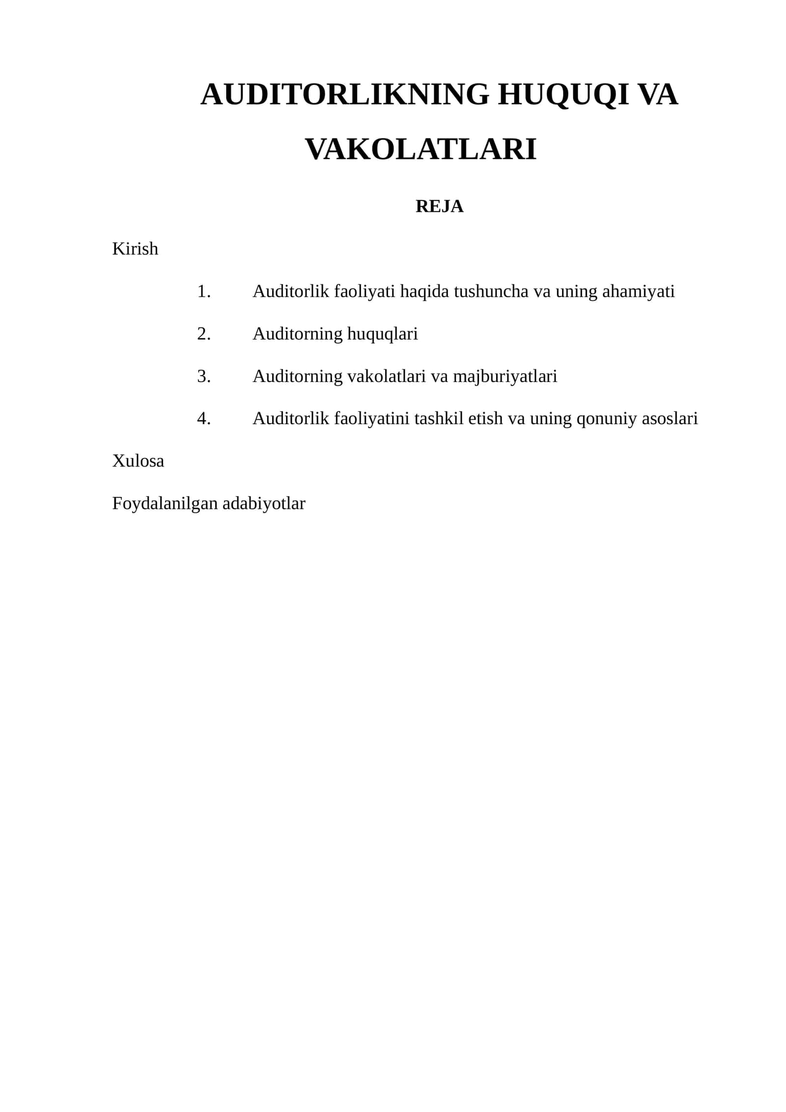 AUDITORLIKNING HUQUQI VA VAKOLATLARI 1