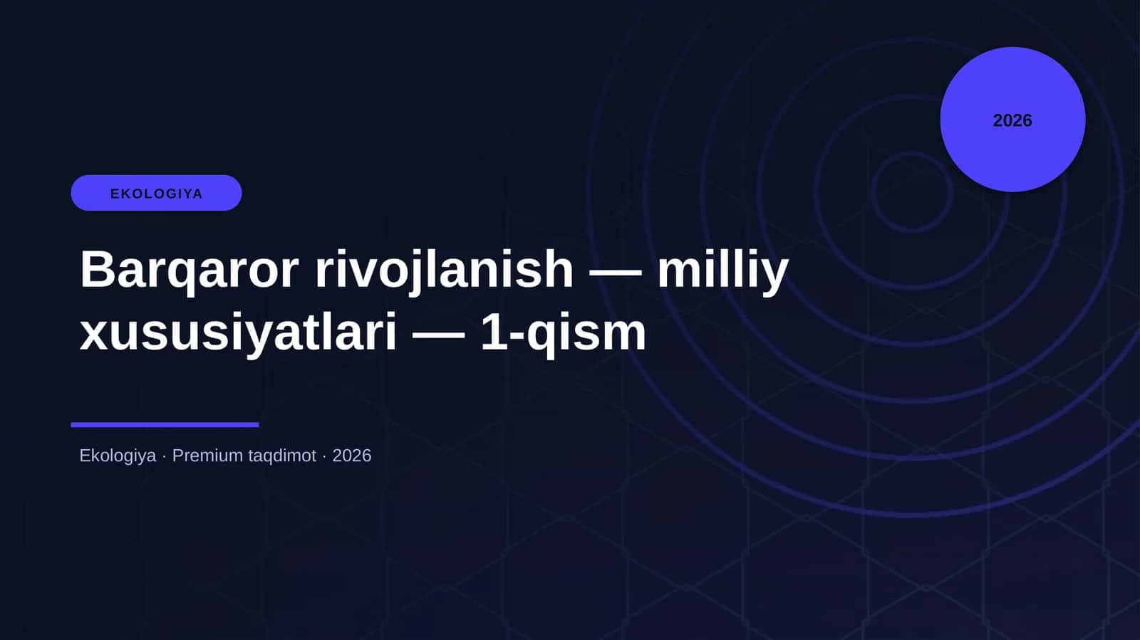 Barqaror rivojlanish — milliy xususiyatlari — 1-qism 1